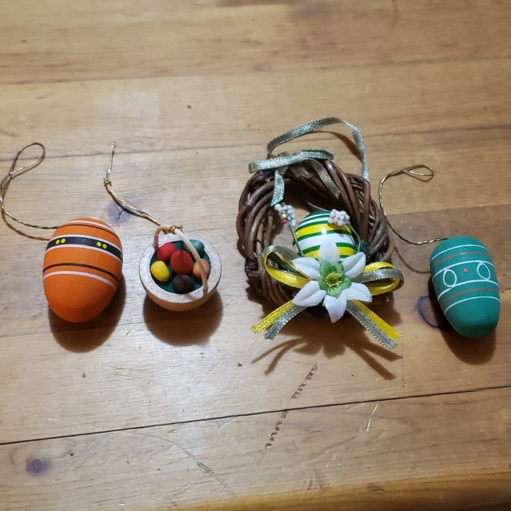 Easter Tree Wood Handmade Ornaments 1.5-2.5"